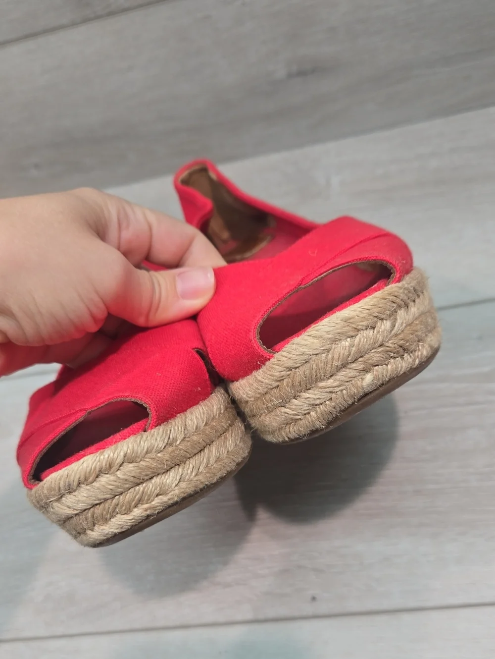 Tory Burch Women Filipa Red  Open Toe Espadrille Wedge Shoes Sandals Sz 8B